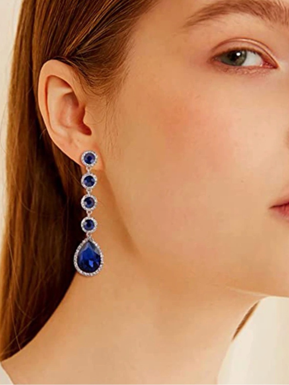 Elegant Blue Teardrop Drop Earrings - Women Jewelry